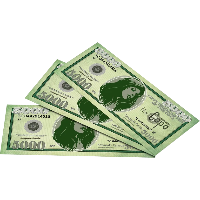 コパ川崎のドル札風サービスチケットモック